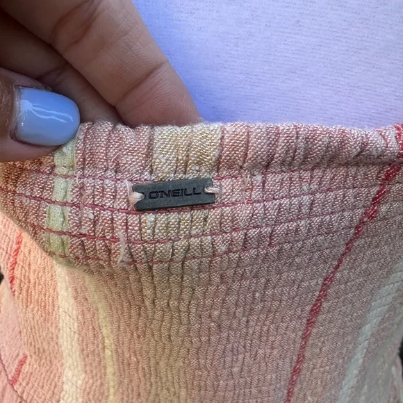 O'Neill Women’s/ Juniors Elijah Tie-Front Textured Striped Midi Dress - Picture 7 of 10